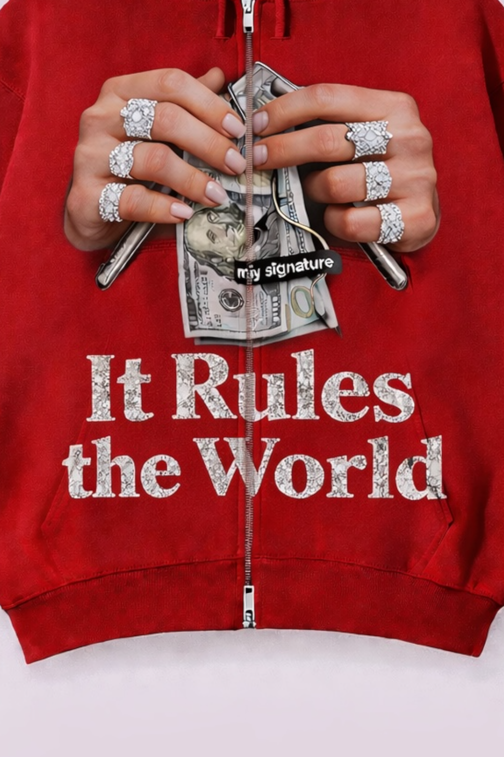 MJ Signature - “It Rules the World” Zip-Up Hoodie.