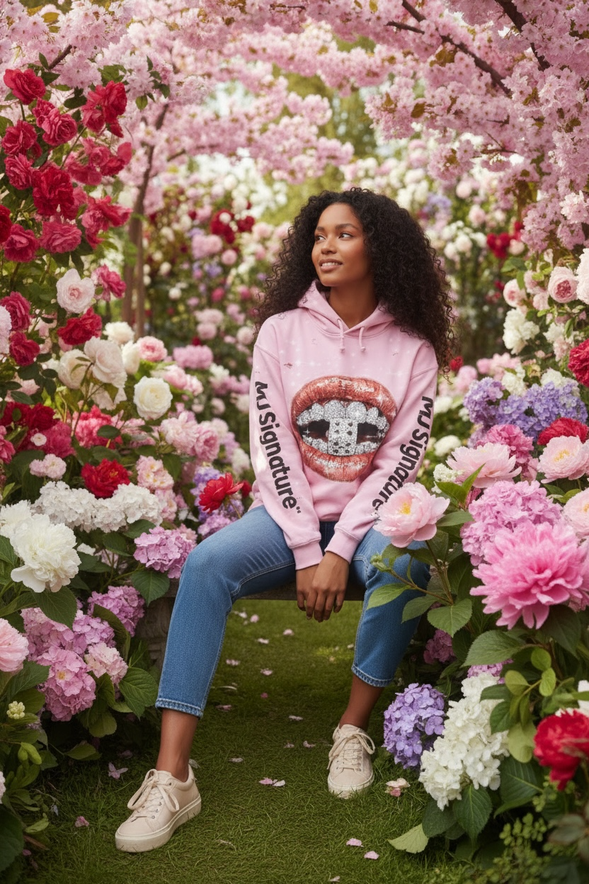 MJ Signature™ Dice Kiss Hoodie – Pink Edition.