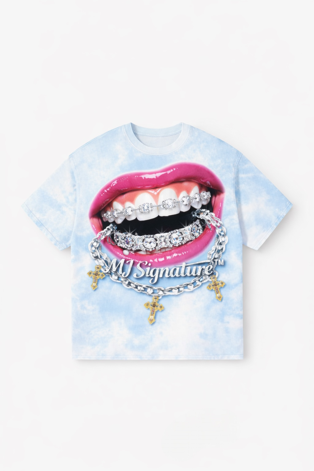 Diamond Grin Graphic T-Shirt – Sky Blue.