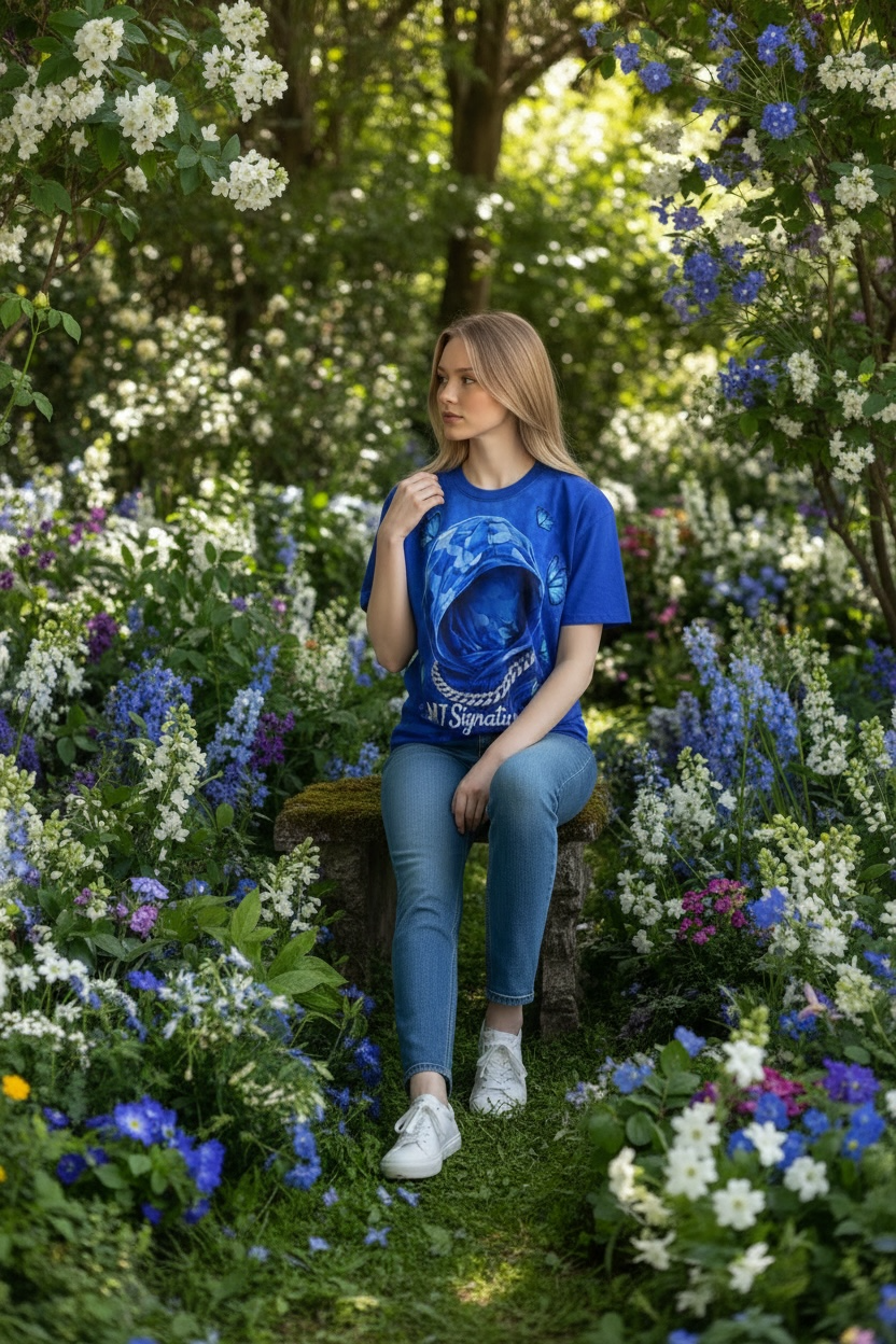 Butterfly Hoodie Graphic T-Shirt – Blue.