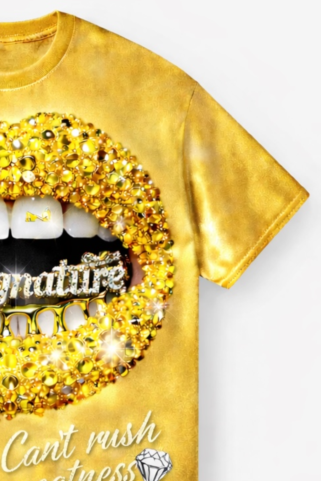“Can’t Rush Greatness” Gold Graphic T-Shirt.