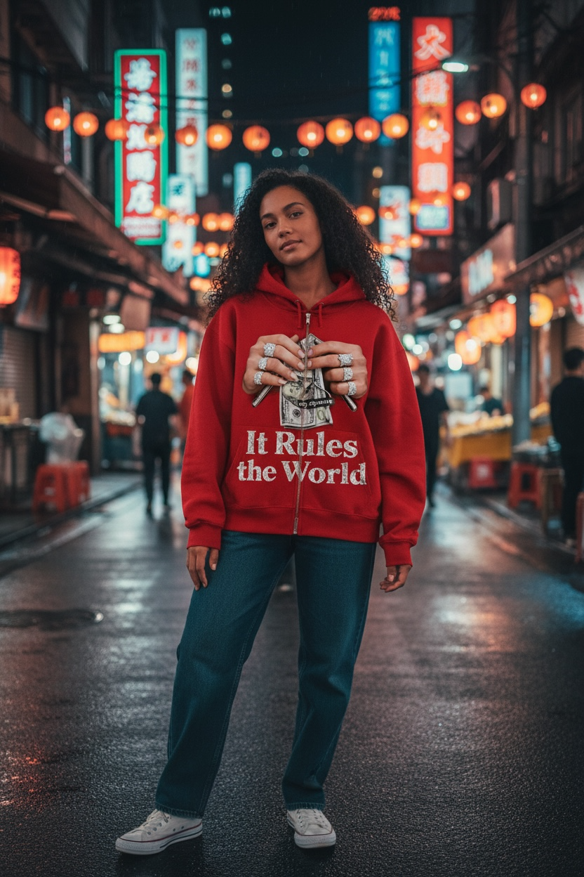 MJ Signature - “It Rules the World” Zip-Up Hoodie.