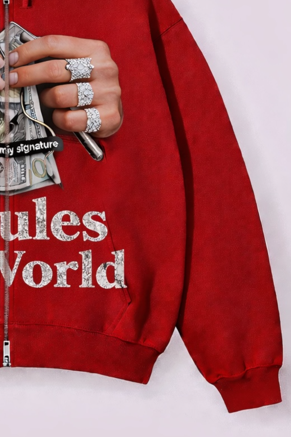 MJ Signature - “It Rules the World” Zip-Up Hoodie.