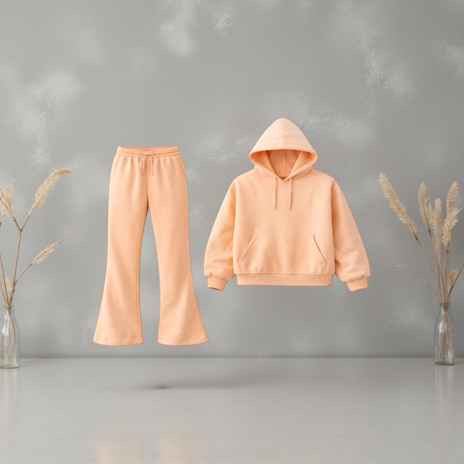 MJ Signature™ Flared Hoodie Set – Peach.