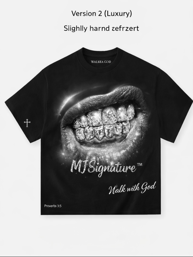 MJ Signature “Walk With God” Graphic T-Shirt – Black (Luxury Edition).