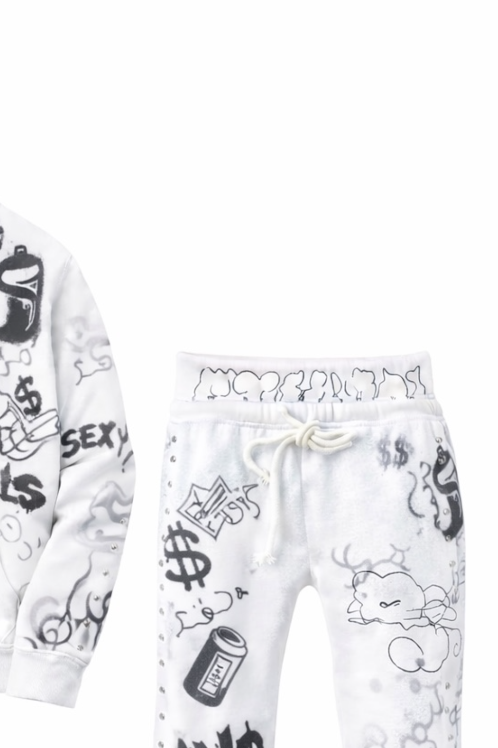 Graffiti Icon Hoodie & Jogger Set – White.