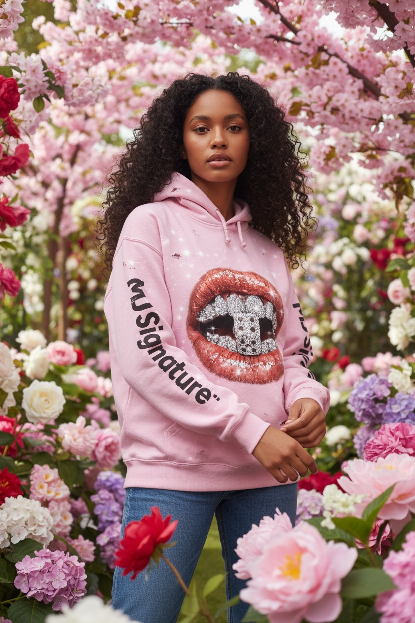 MJ Signature™ Dice Kiss Hoodie – Pink Edition.
