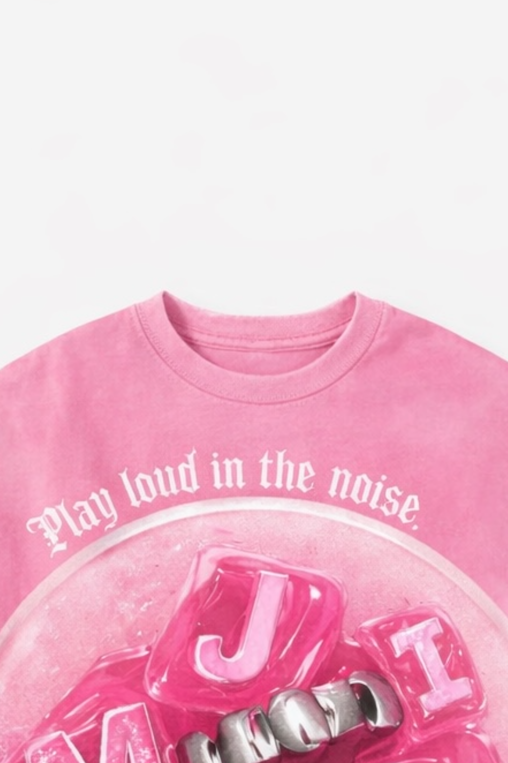 MJ Signature “Play Loud in the Noise” Graphic T-Shirt – Pink.