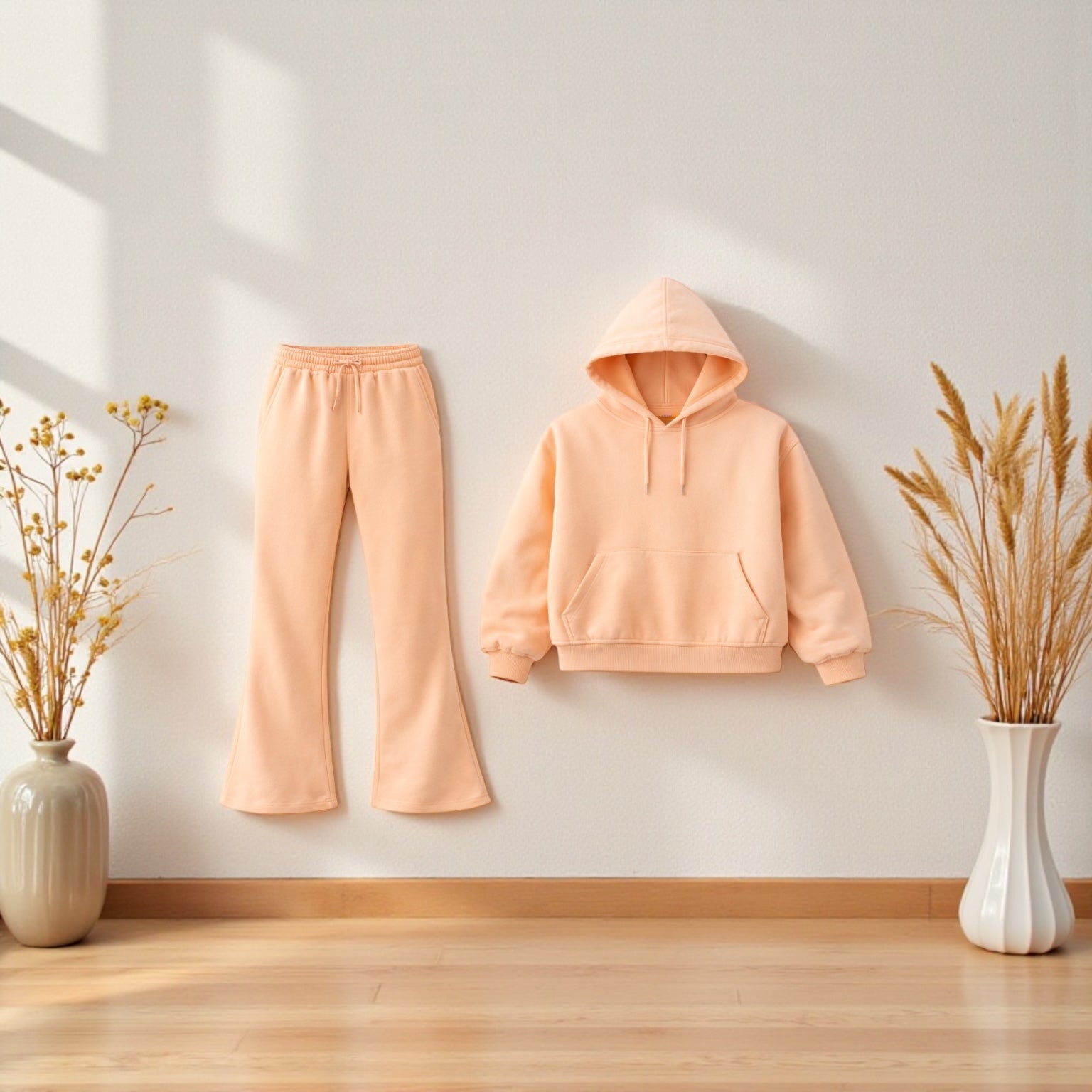 MJ Signature™ Flared Hoodie Set – Peach.