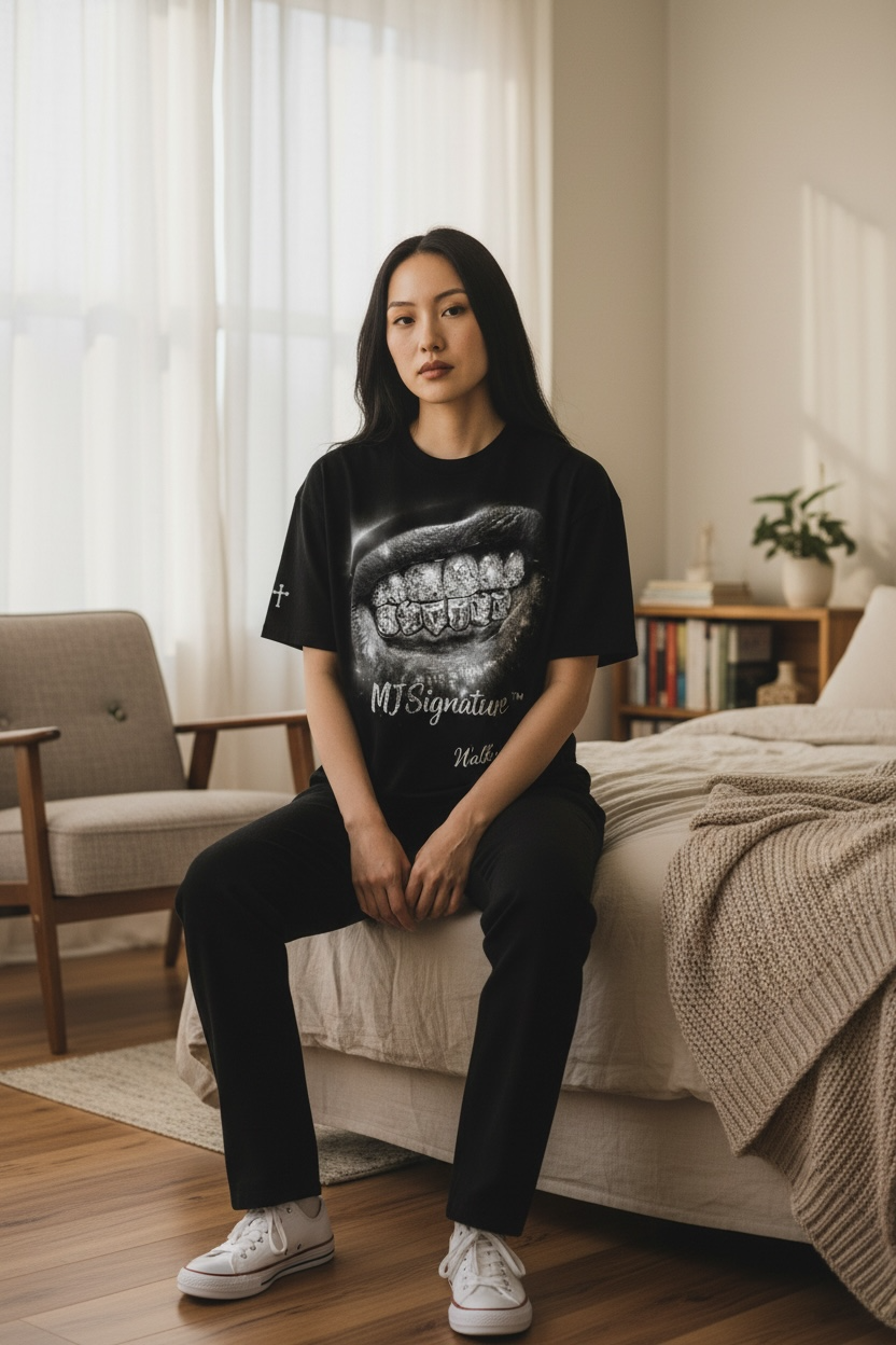 MJ Signature “Walk With God” Graphic T-Shirt – Black (Luxury Edition).