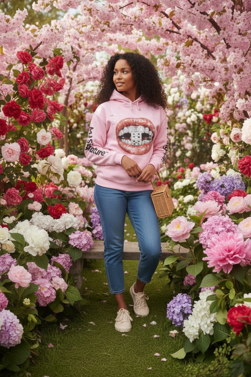 MJ Signature™ Dice Kiss Hoodie – Pink Edition.