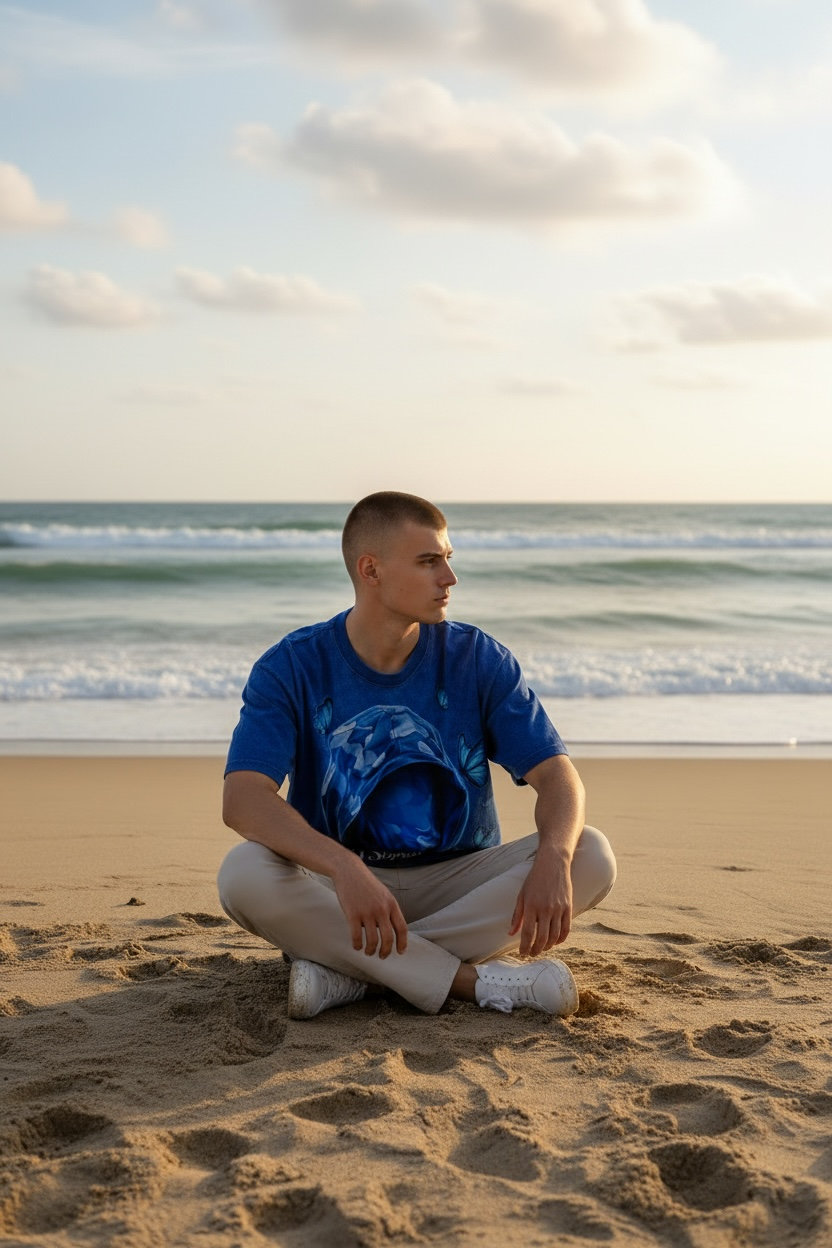 Butterfly Hoodie Graphic T-Shirt – Blue.