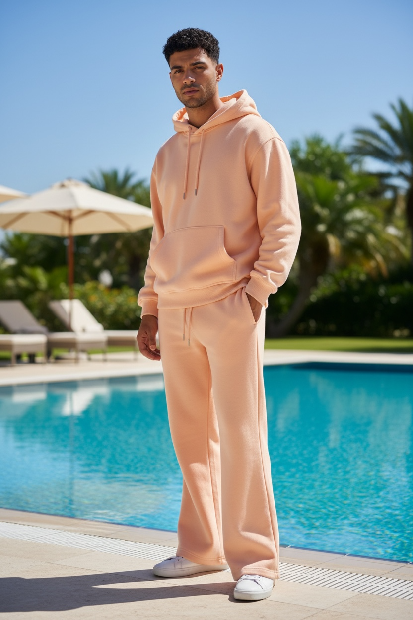 MJ Signature™ Flared Hoodie Set – Peach.