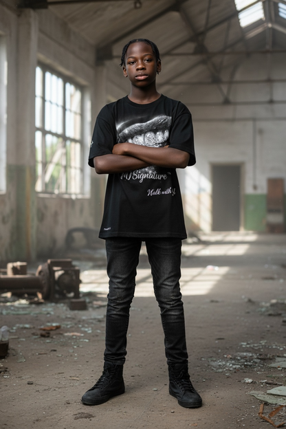 MJ Signature “Walk With God” Graphic T-Shirt – Black (Luxury Edition).