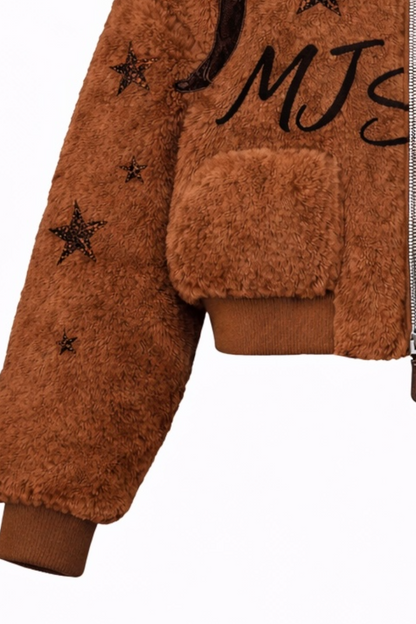 Faux Fur Bomber Jacket – Brown