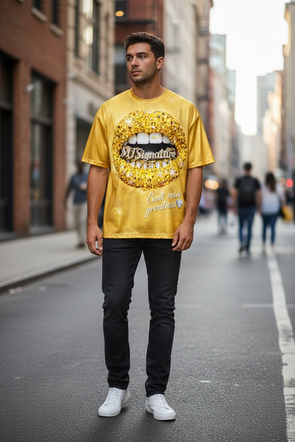 “Can’t Rush Greatness” Gold Graphic T-Shirt.
