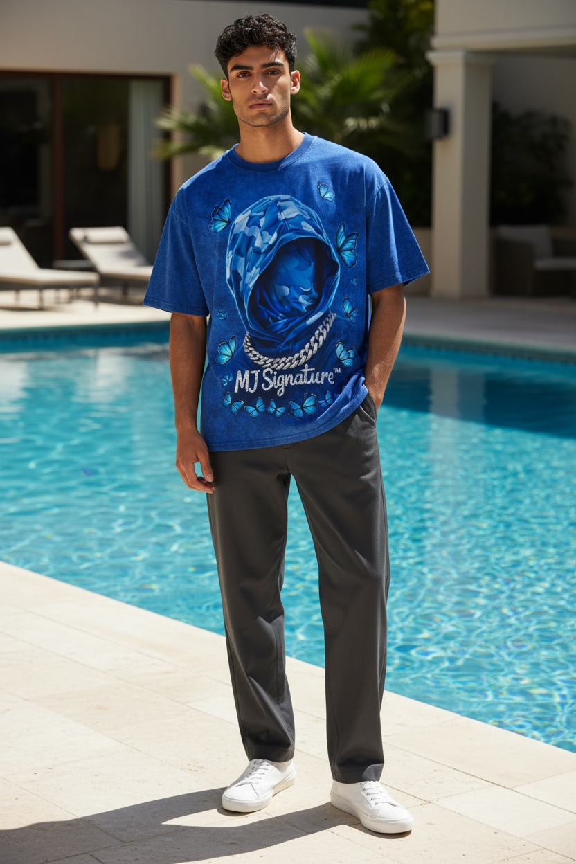 Butterfly Hoodie Graphic T-Shirt – Blue.