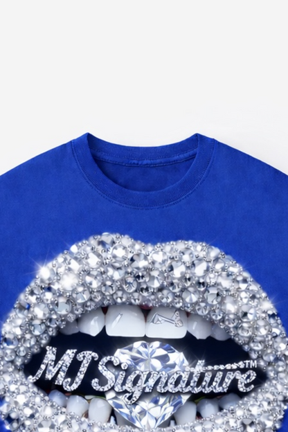 Diamond Lips Graphic T-Shirt – Royal Blue.