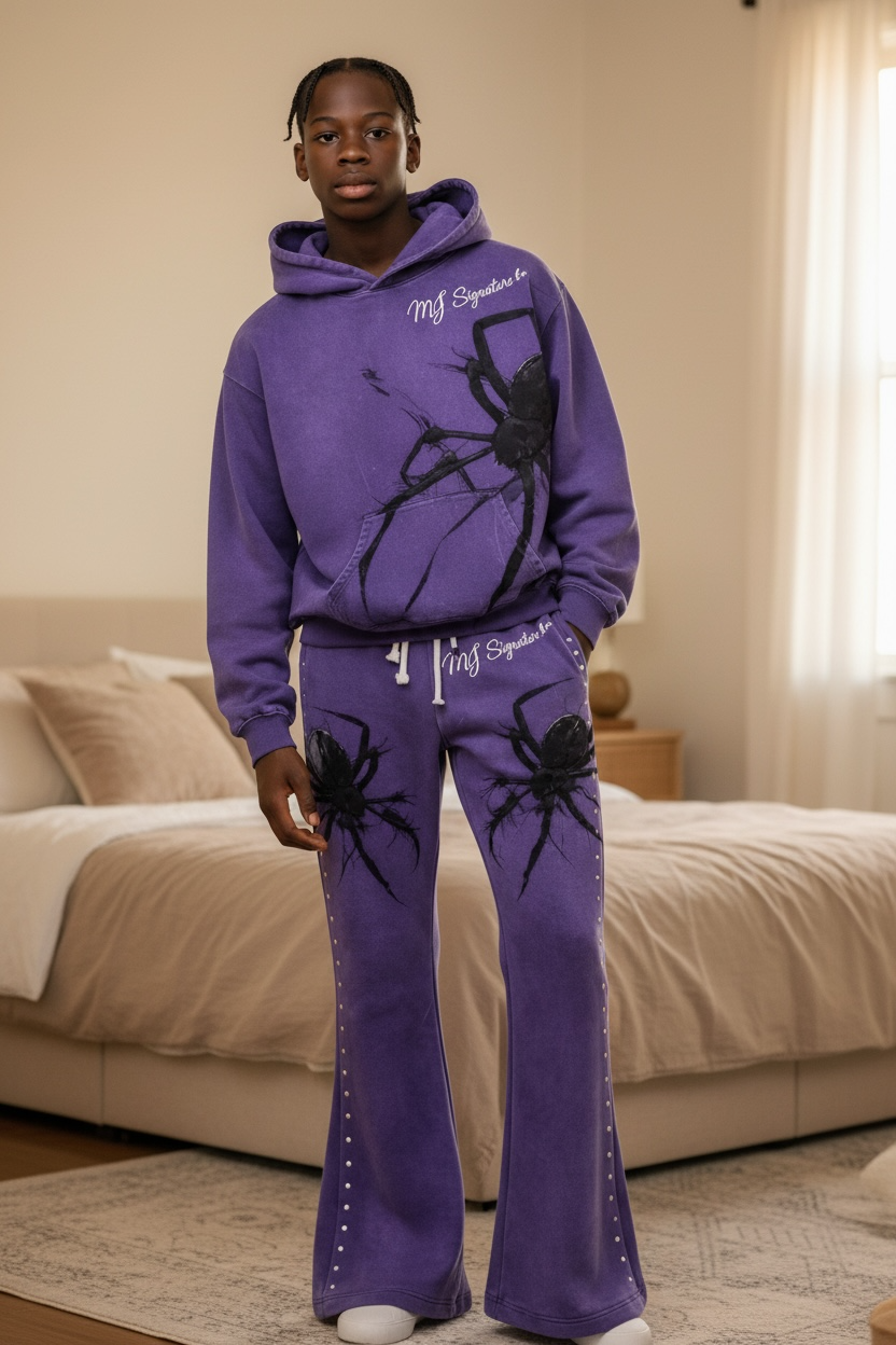 MJ Signature™ Purple Spider Hoodie &amp; Flared Jogger Set.