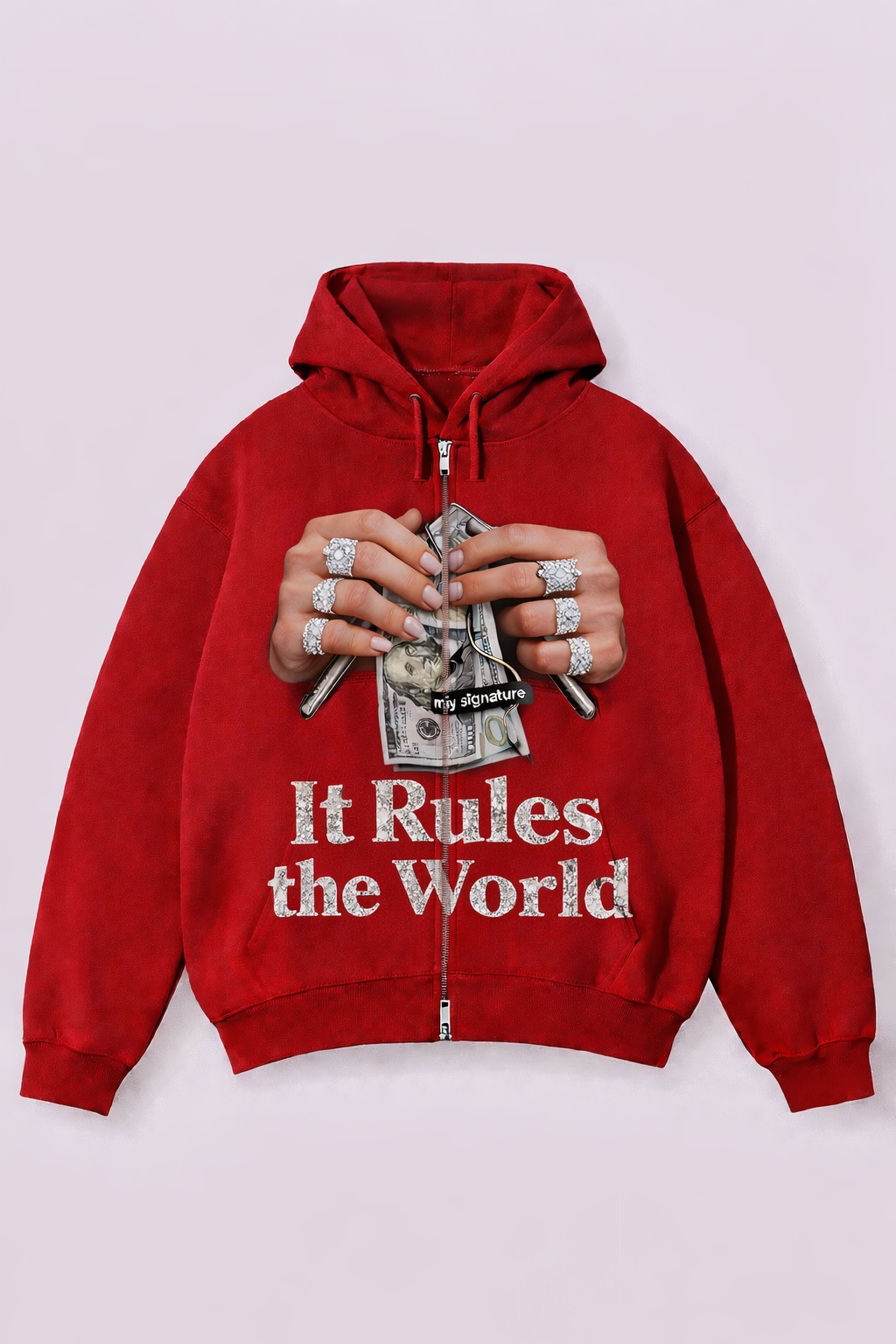 MJ Signature - “It Rules the World” Zip-Up Hoodie.