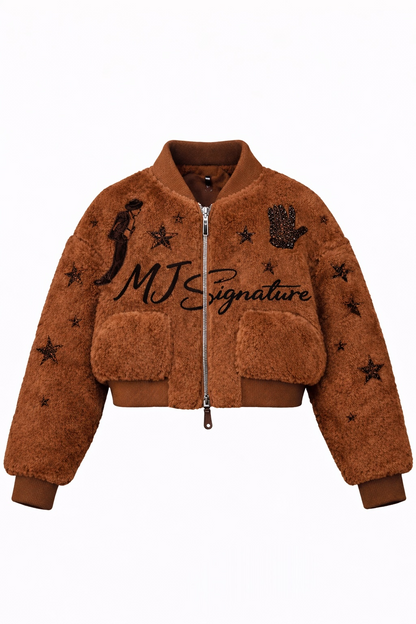Faux Fur Bomber Jacket – Brown