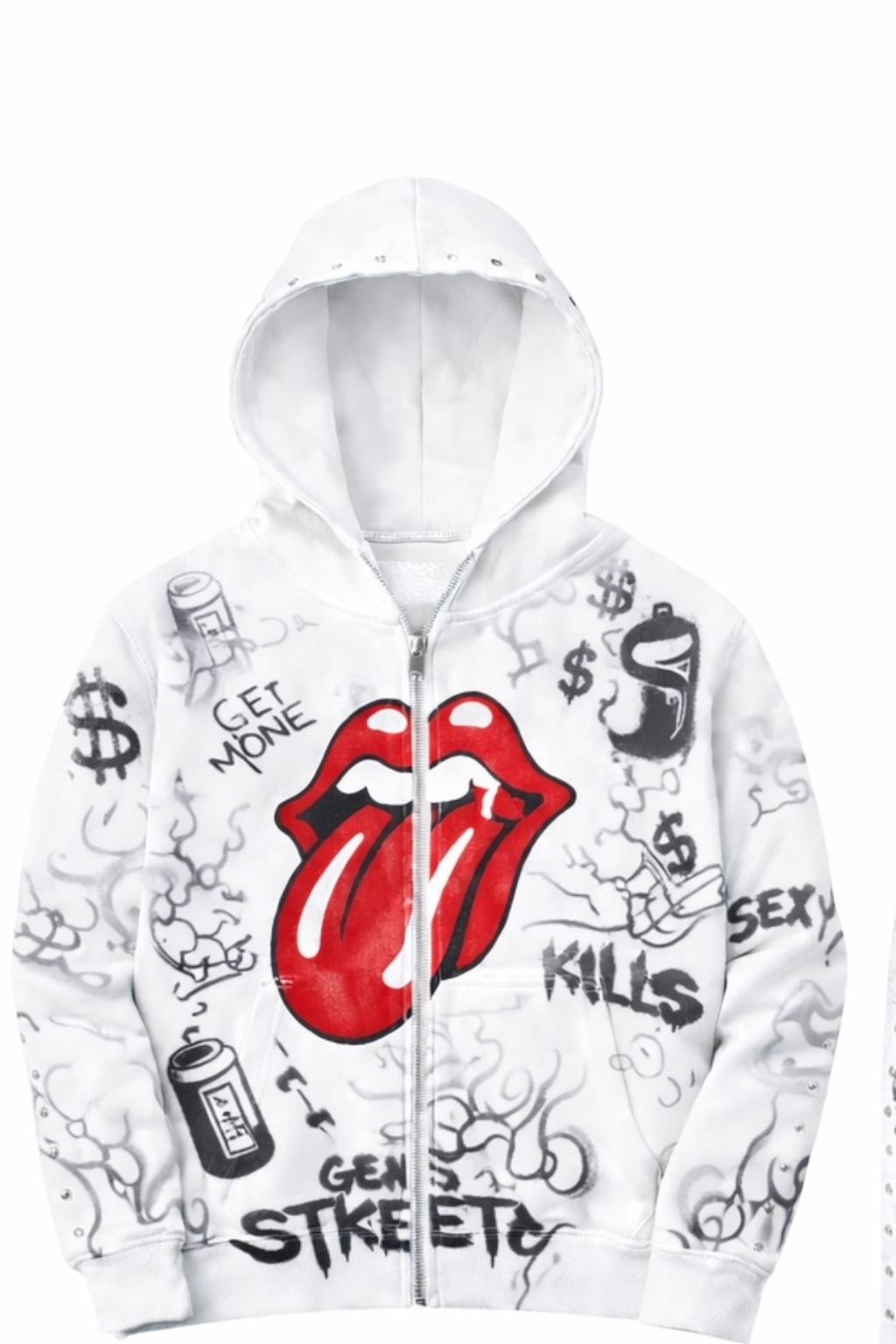 Graffiti Icon Hoodie &amp; Jogger Set – White.