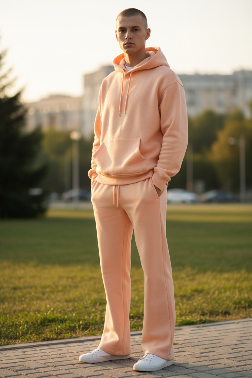 MJ Signature™ Flared Hoodie Set – Peach.