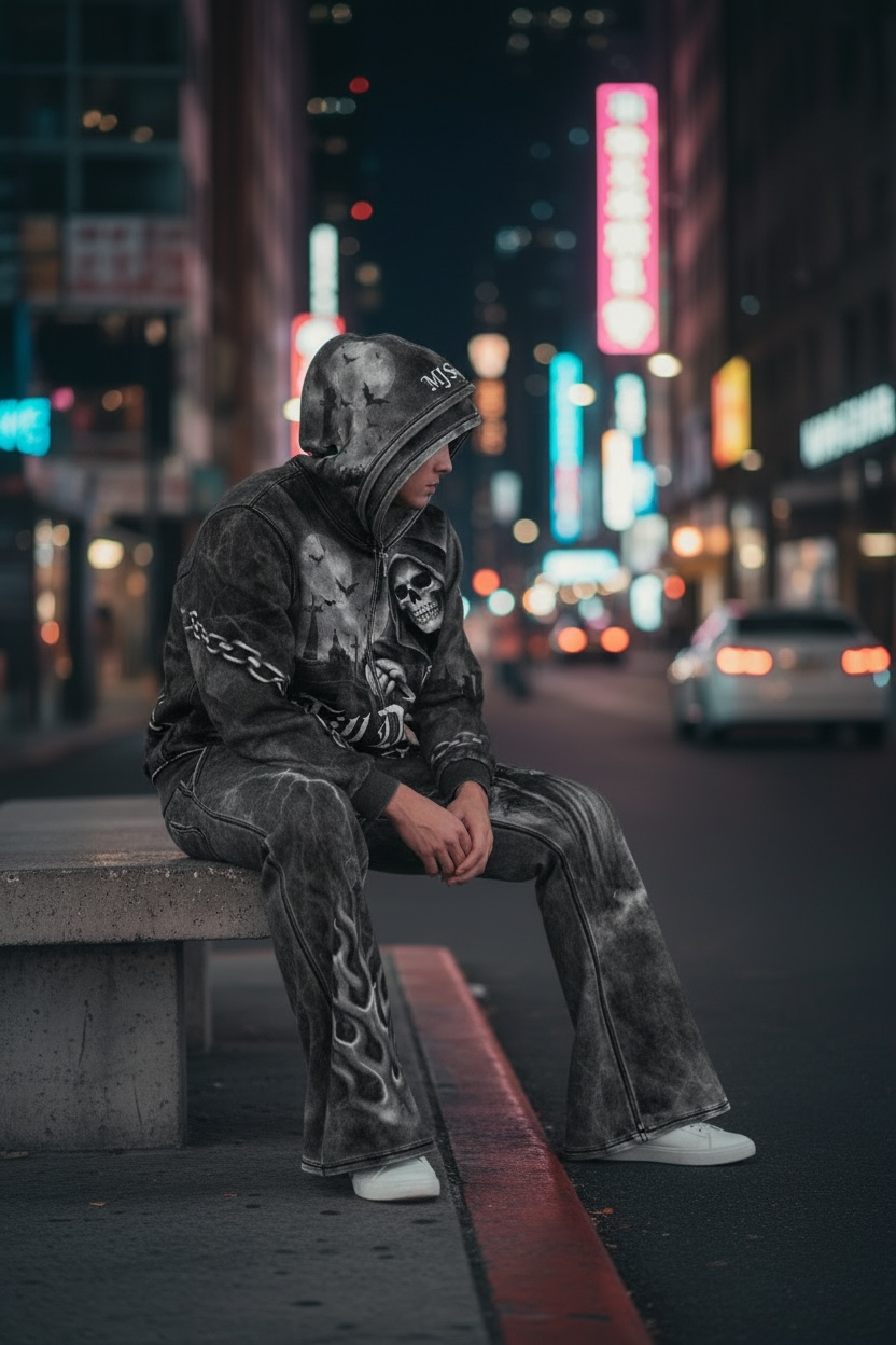 MJ Signature™ “Till Death” Gothic Tracksuit Set.