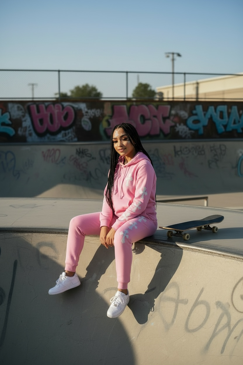 Chrome Hearts Women’s Hoodie &amp; Joggers Set/Pink Set.