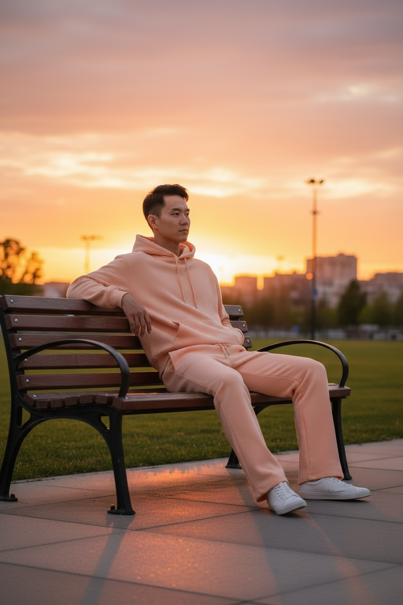 MJ Signature™ Flared Hoodie Set – Peach.