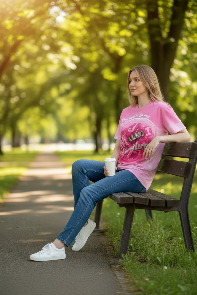 MJ Signature “Play Loud in the Noise” Graphic T-Shirt – Pink.