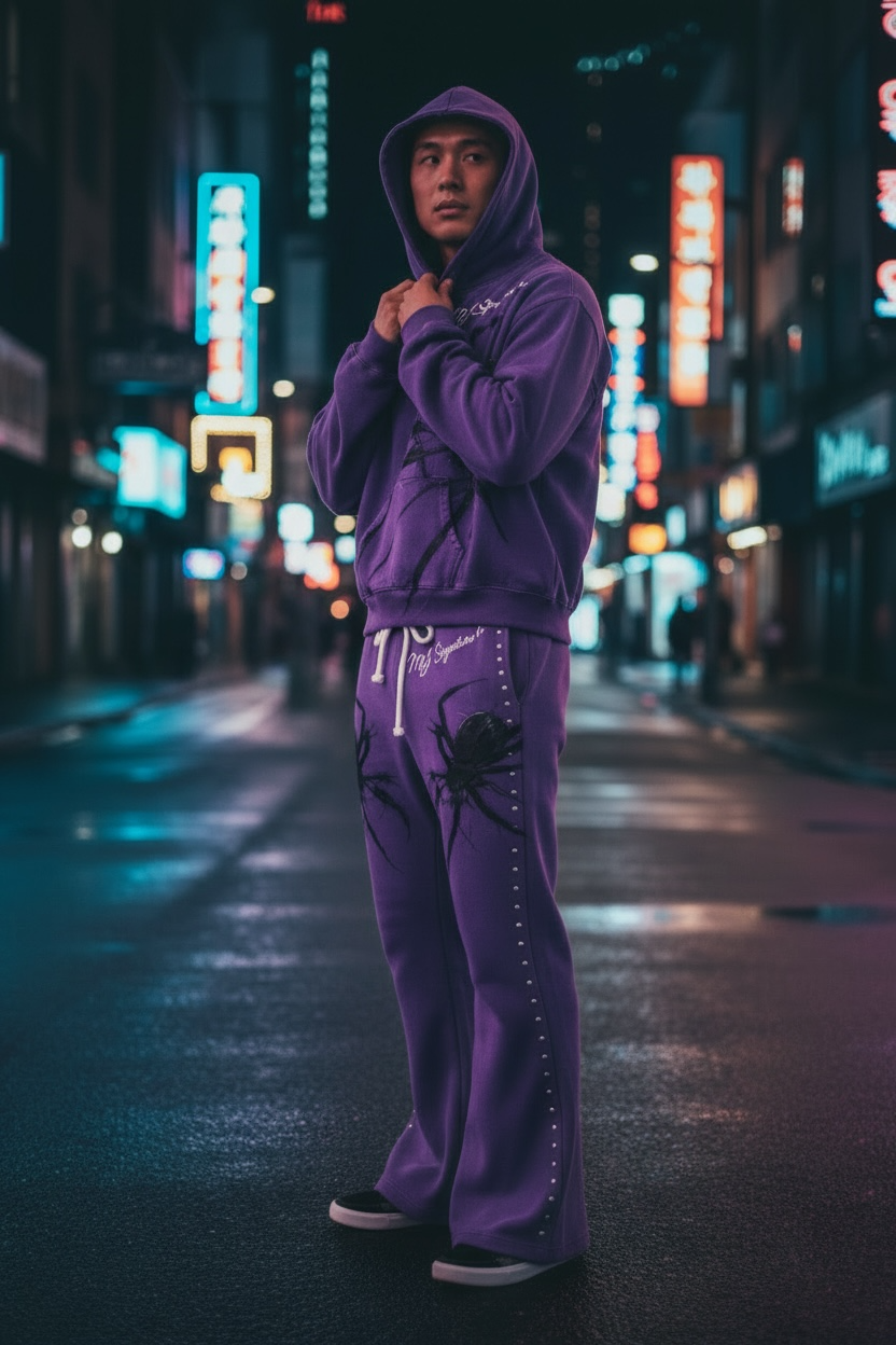 MJ Signature™ Purple Spider Hoodie &amp; Flared Jogger Set.