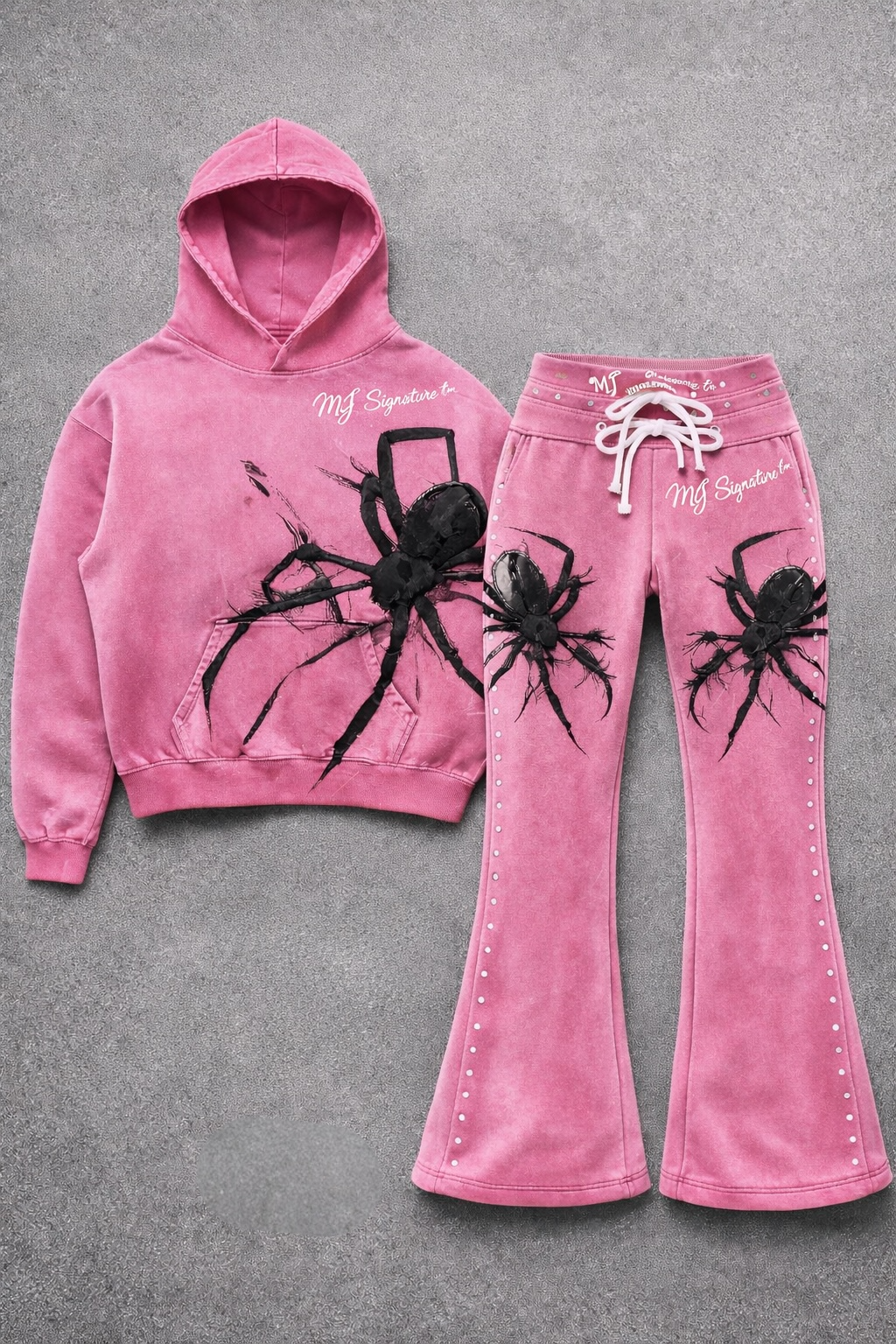 MJ Signature™ Pink Spider Hoodie &amp; Flared Jogger Set.