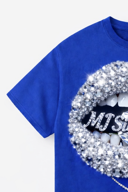 Diamond Lips Graphic T-Shirt – Royal Blue.