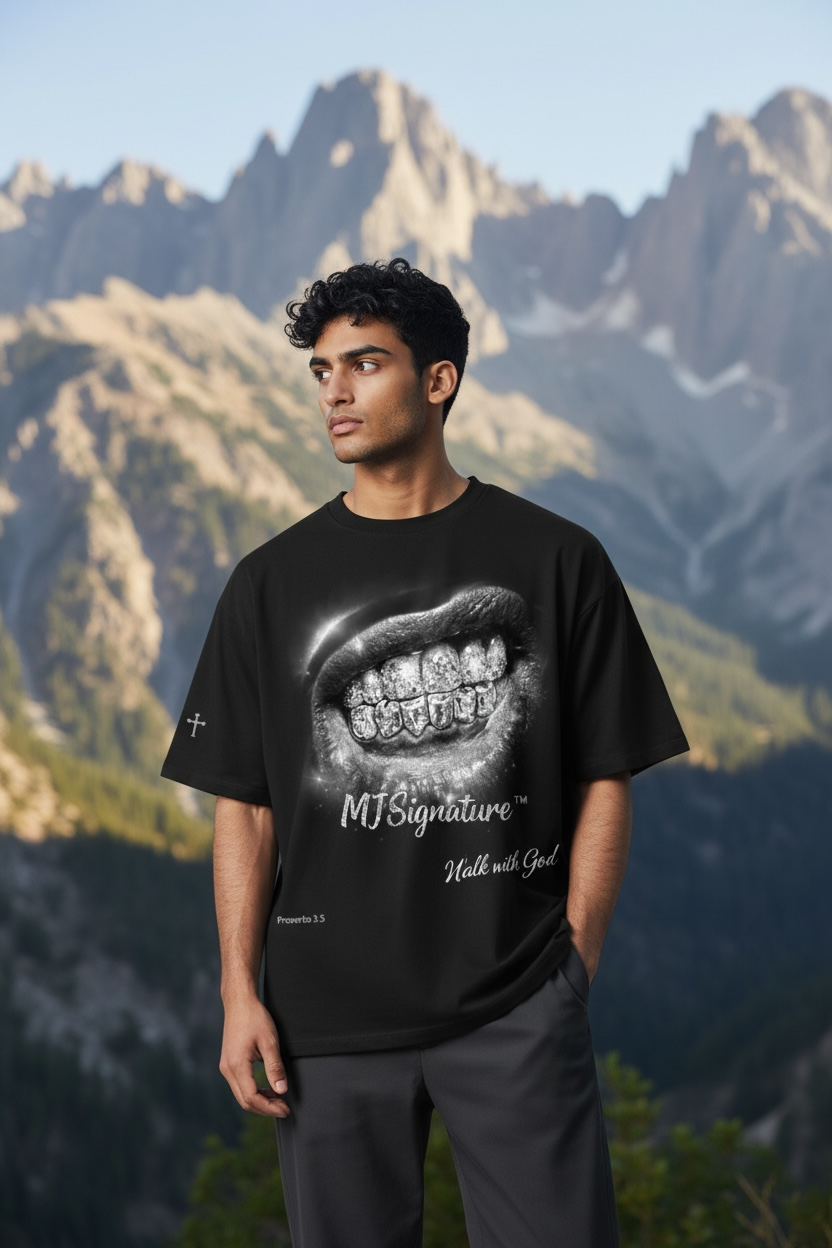 MJ Signature “Walk With God” Graphic T-Shirt – Black (Luxury Edition).