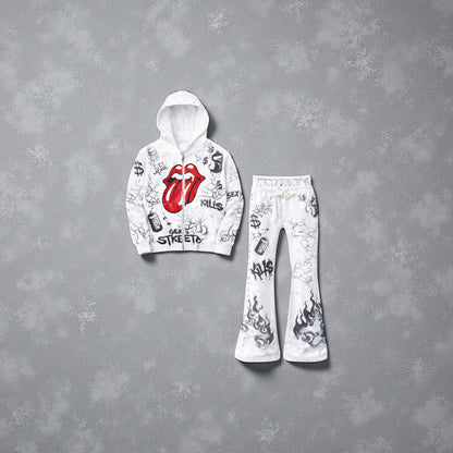 Graffiti Icon Hoodie &amp; Jogger Set – White.
