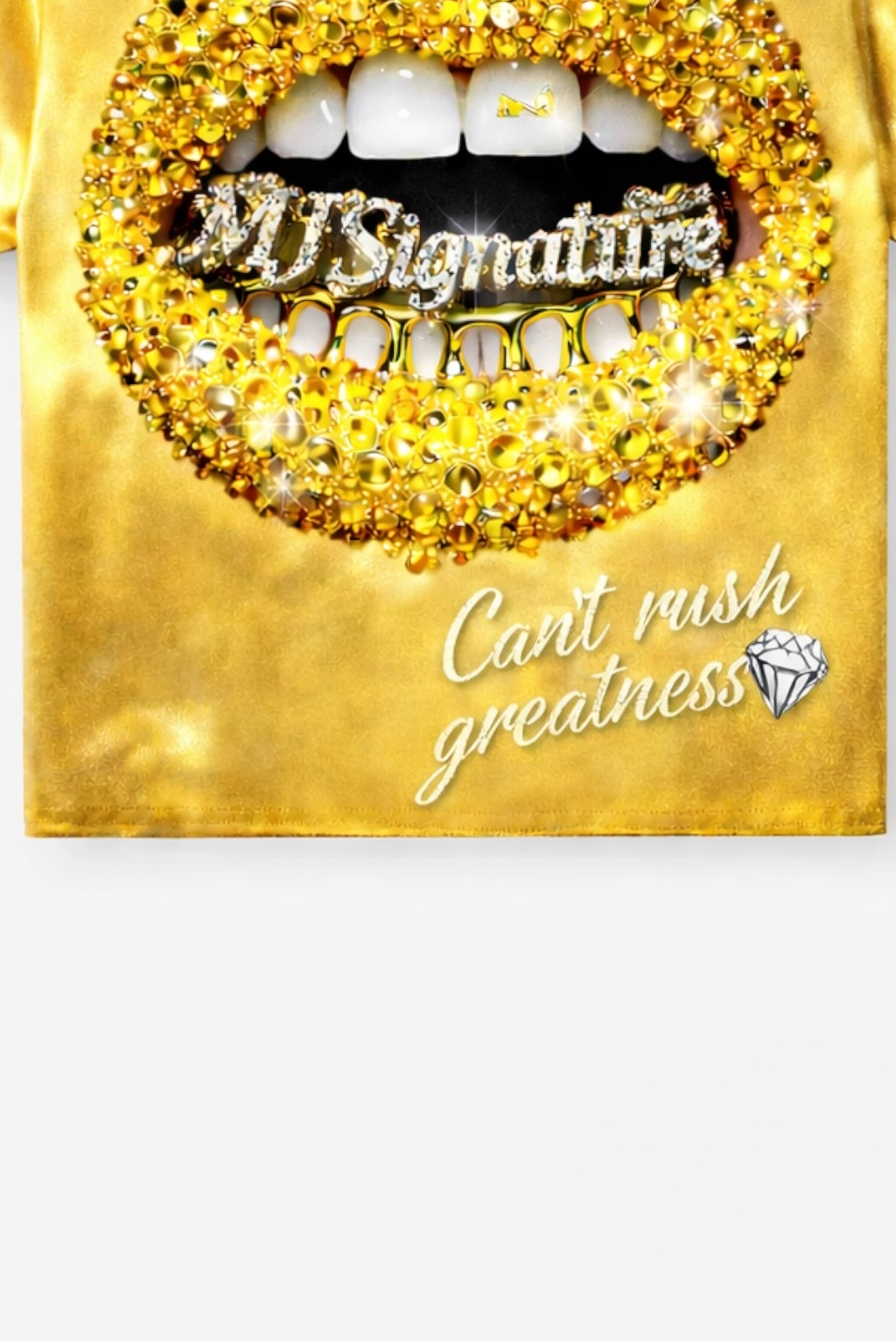 “Can’t Rush Greatness” Gold Graphic T-Shirt.
