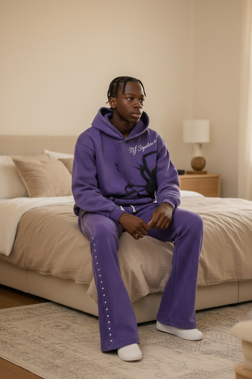 MJ Signature™ Purple Spider Hoodie &amp; Flared Jogger Set.