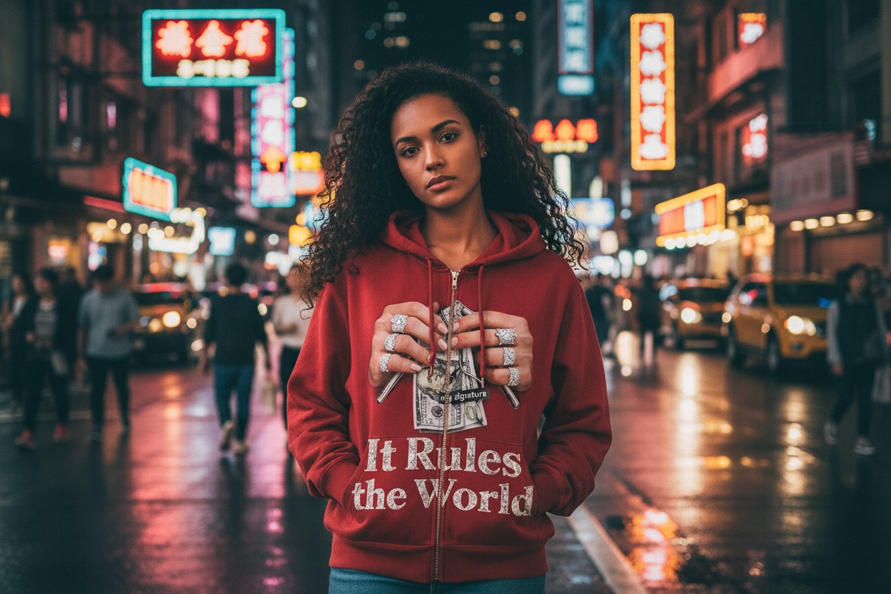 MJ Signature - “It Rules the World” Zip-Up Hoodie.