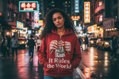MJ Signature - “It Rules the World” Zip-Up Hoodie.