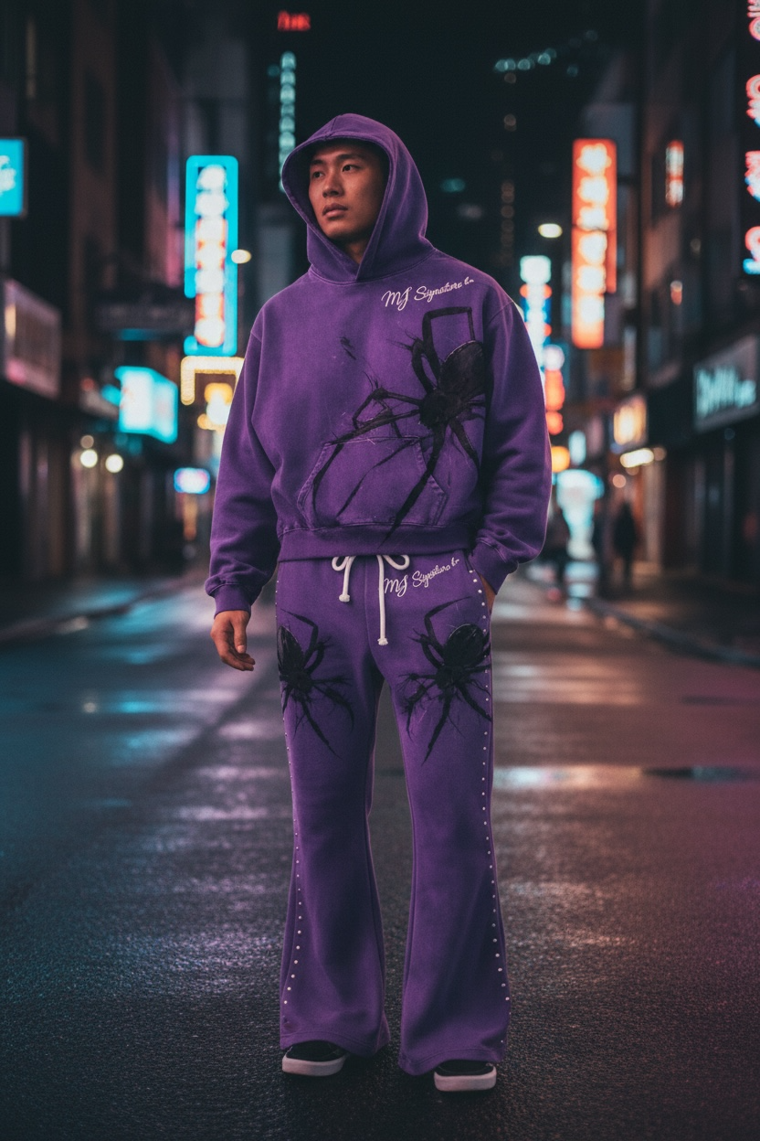MJ Signature™ Purple Spider Hoodie &amp; Flared Jogger Set.