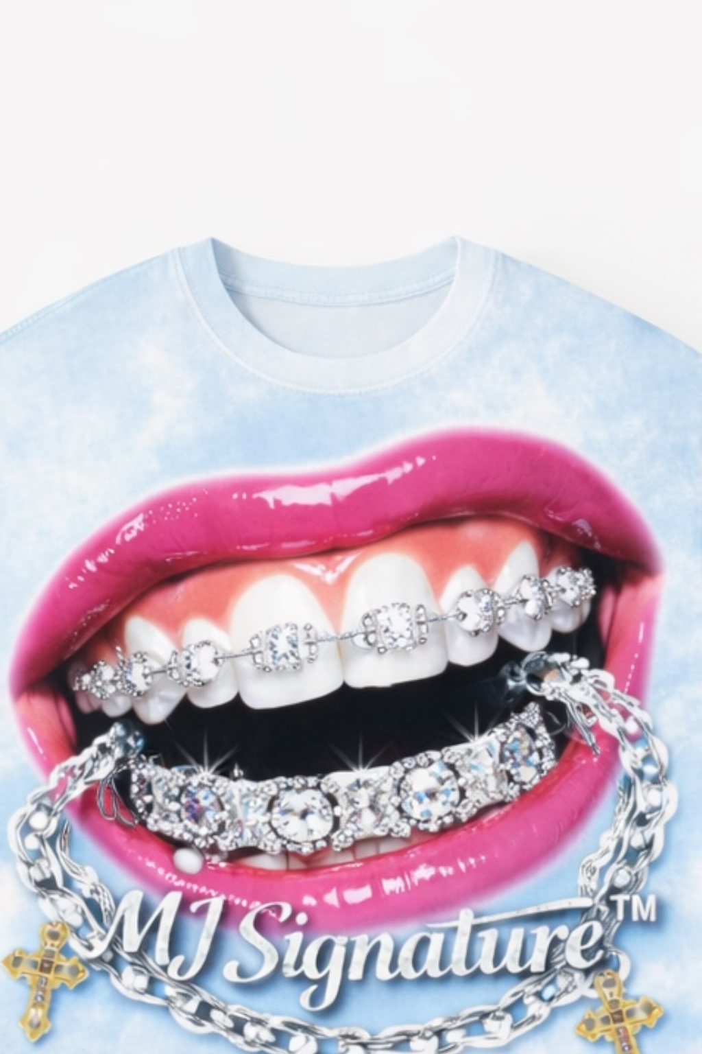 Diamond Grin Graphic T-Shirt – Sky Blue.