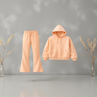 MJ Signature™ Flared Hoodie Set – Peach.