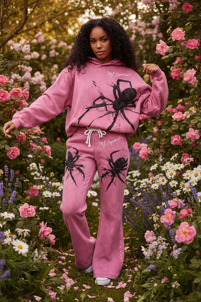 MJ Signature™ Pink Spider Hoodie &amp; Flared Jogger Set.