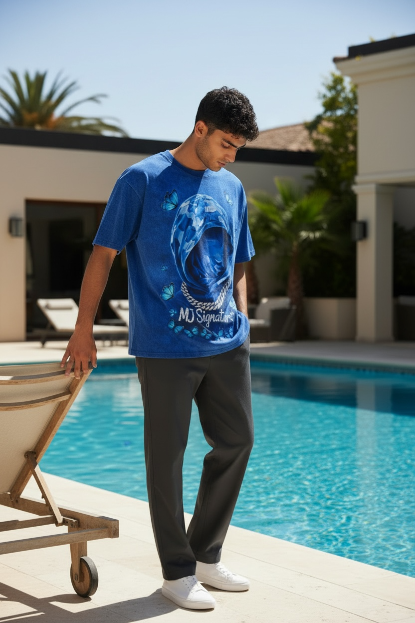 Butterfly Hoodie Graphic T-Shirt – Blue.