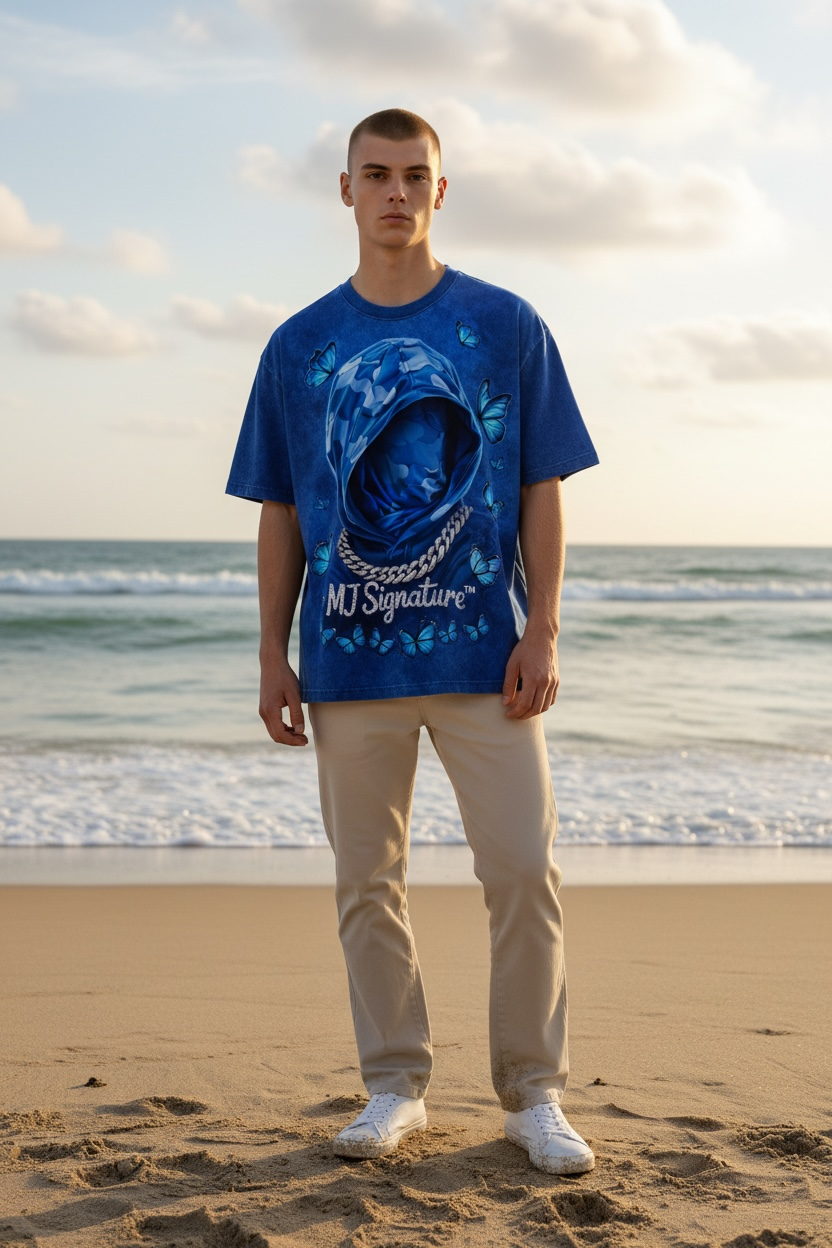 Butterfly Hoodie Graphic T-Shirt – Blue.