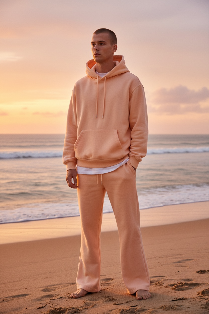 MJ Signature™ Flared Hoodie Set – Peach.