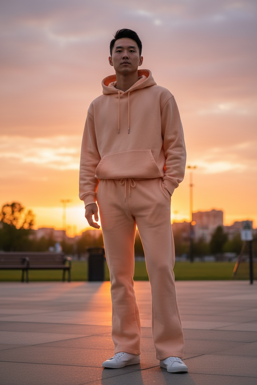 MJ Signature™ Flared Hoodie Set – Peach.