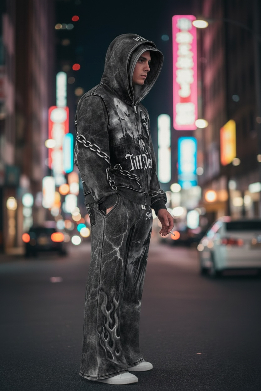 MJ Signature™ “Till Death” Gothic Tracksuit Set.