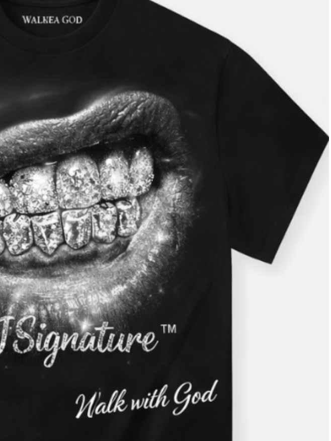 MJ Signature “Walk With God” Graphic T-Shirt – Black (Luxury Edition).